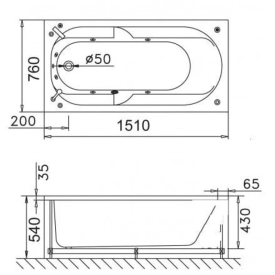 Bồn Tắm Xây 1.5M CAESAR AT0150