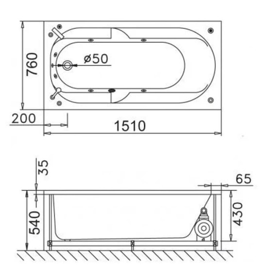 Bồn Tắm Xây 1.5M CAESAR AT0250