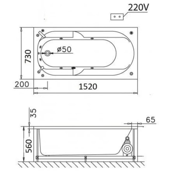 Bồn Tắm Xây 1.5M CAESAR AT0550