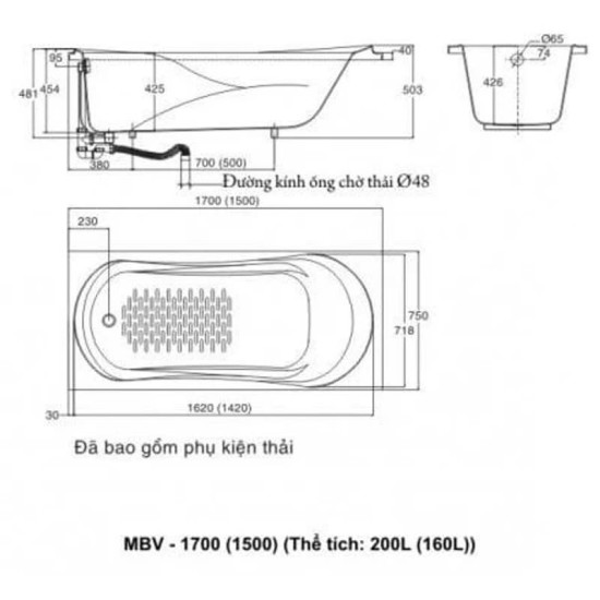 Bồn Tắm Xây Galaxy Inax MBV-1500