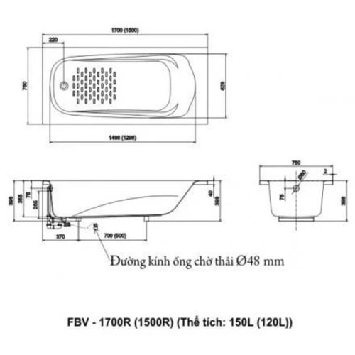 Bồn Tắm Xây Ocean Inax FBV-1500R
