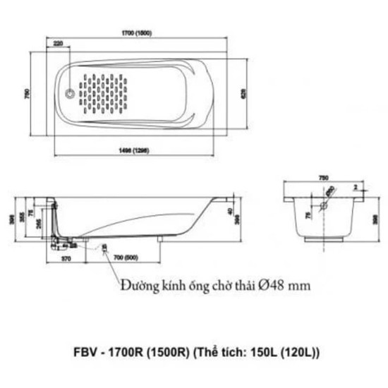 Bồn Tắm Xây Ocean Inax FBV-1500R