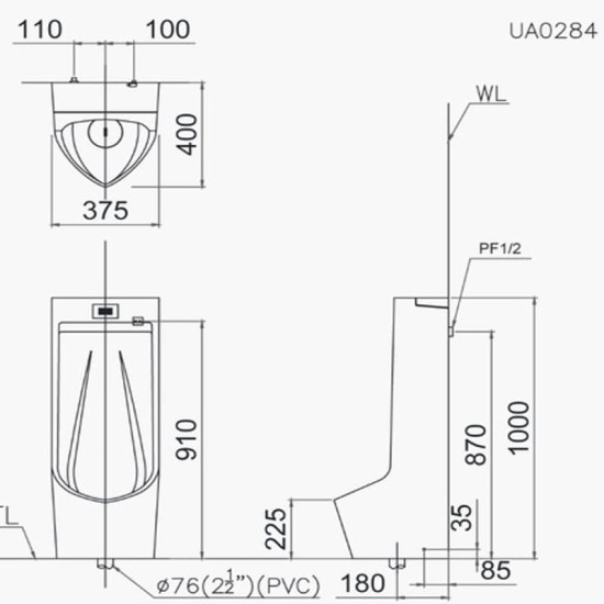 Bồn Tiểu Nam Caesar U0284 Đặt sàn