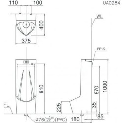 Bồn Tiểu Nam Caesar UA0284 (UMP0284) Cảm Ứng Đặt Sàn