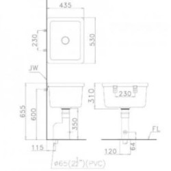 Chậu Lavabo Giặt Treo Tường CAESAR SS558AS Bộ Xả Thoát Sàn