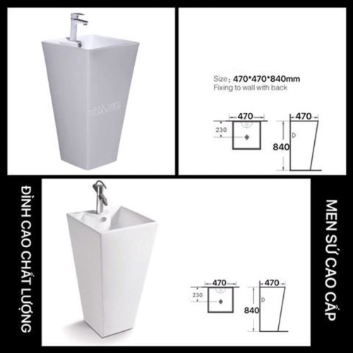 Chậu lavabo liền khối YOLO ML110 trụ đứng vuông Chậu lavabo liền khối YOLO ML110 trụ đứng vuông