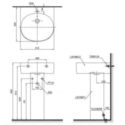 Chậu Lavabo TOTO LPT766C Treo Tường Chân Dài