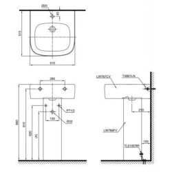 Chậu Lavabo TOTO LPT767C Treo Tường Chân Dài