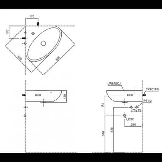 Chậu Lavabo TOTO LW815CJW/F Góc Treo Tường