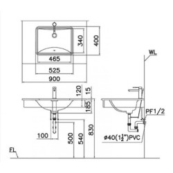 Chậu Rửa Lavabo Âm Bàn CAESAR L5125 Chữ Nhật