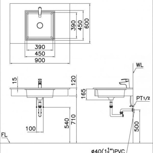 Chậu Rửa Lavabo Âm Bàn CAESAR LF5127 Vuông