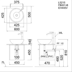 Chậu Rửa Lavabo CAESAR L5115 Âm Bàn