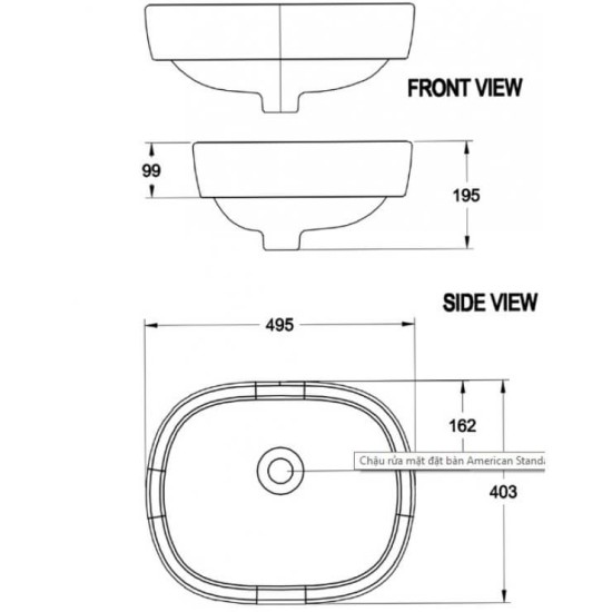 Chậu Rửa Lavabo Đặt Bàn American Standard 0950-WT