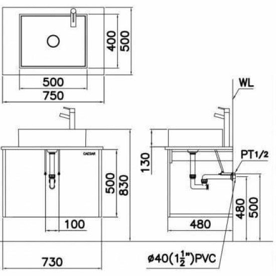 Chậu Rửa Lavabo Đặt Bàn CAESAR LF5254