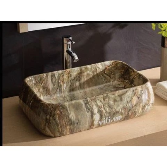 Chậu rửa lavabo đặt bàn YOLO ML09 chữ nhật giả đá