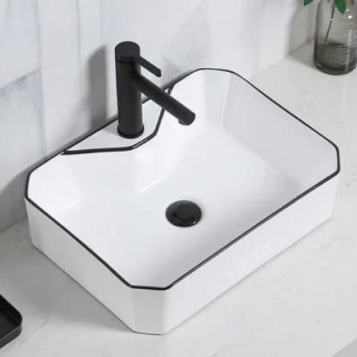 Chậu lavabo đặt bàn YOLO ML335 chữ nhật viền đen