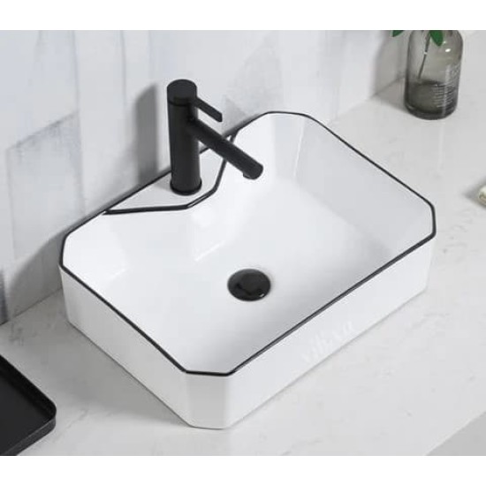 Chậu lavabo đặt bàn YOLO ML335 chữ nhật viền đen