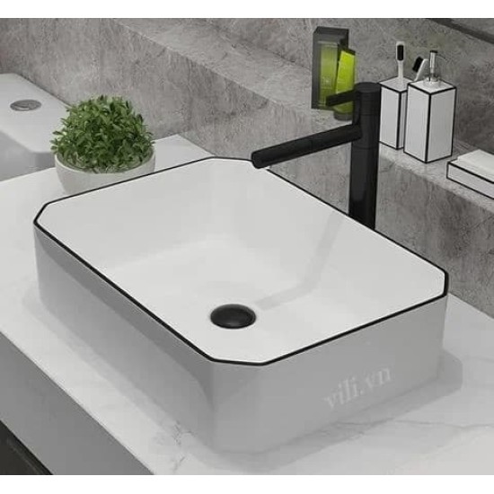 Chậu lavabo đặt bàn YOLO ML336 chữ nhật viền đen