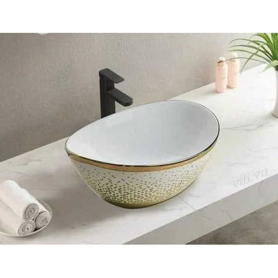 Chậu rửa lavabo đặt bàn YOLO ML35 Oval vàng