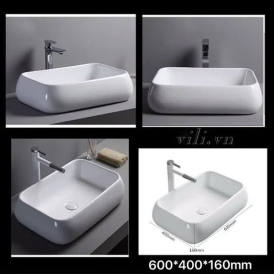 Chậu rửa Lavabo đặt bàn MLT01 chữ nhật bầu