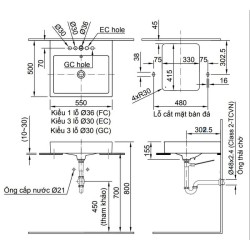 Chậu Rửa Lavabo Inax AL-536V Đặt Bàn Chữ Nhật