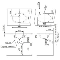 Chậu Rửa Lavabo Inax L-2216V Âm Bàn Oval