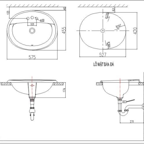 Chậu Rửa Lavabo Inax L-2395V Dương Vành