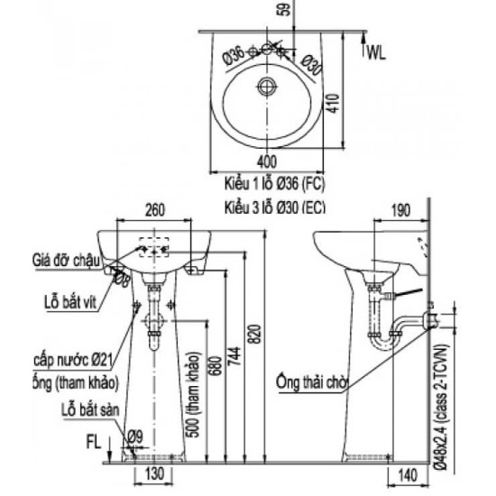 Chậu Rửa Lavabo Inax L-282V Treo Tường Cở Nhỏ