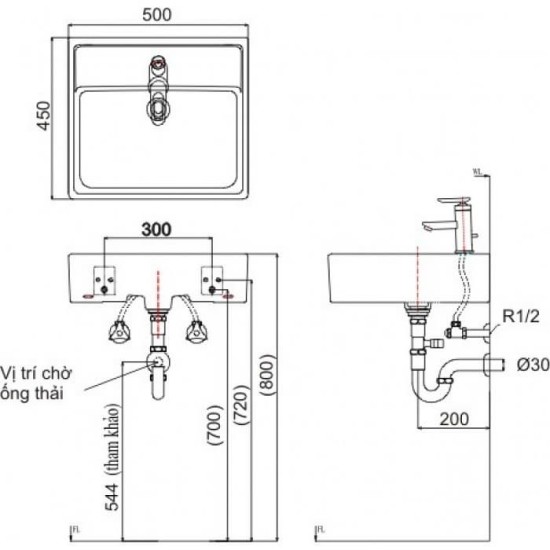 Chậu Rửa Lavabo Inax L-293V Đặt Bàn Chữ Nhật