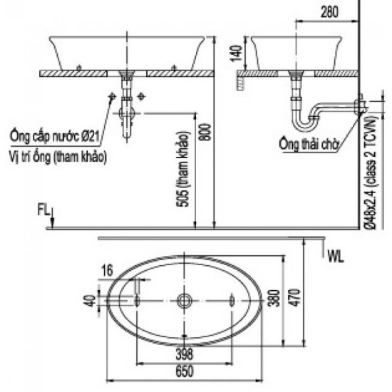 Chậu Rửa Lavabo Inax L-300V (AL-300V) Đặt Bàn Hình Oval