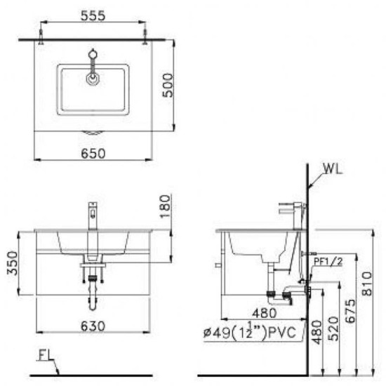 Chậu Rửa Lavabo Liền Bàn CAESAR LF5030