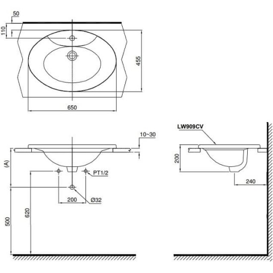 Chậu Rửa Lavabo TOTO L909C Dương Vành