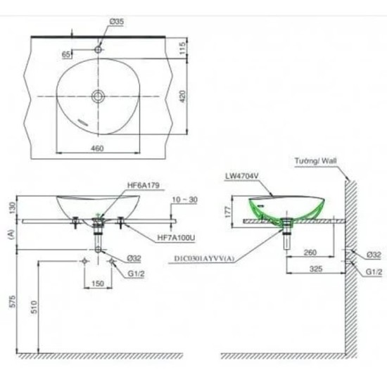 Chậu Rửa Lavabo TOTO LT4704G19 Đặt Bàn