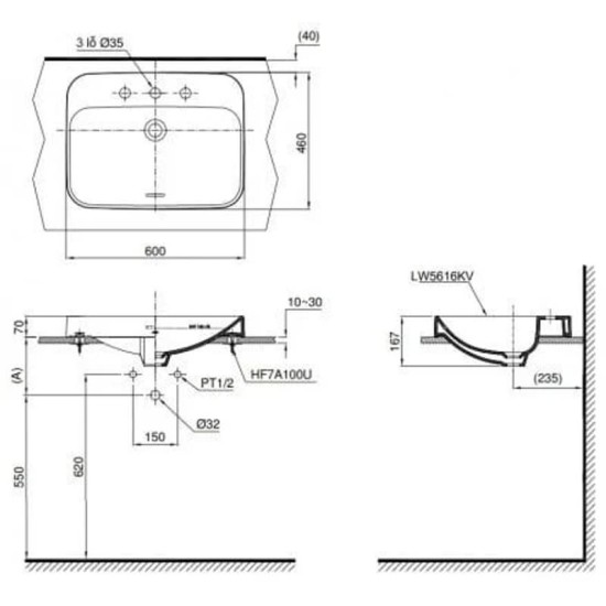 Chậu Rửa Lavabo TOTO LT5616 Đặt Bàn