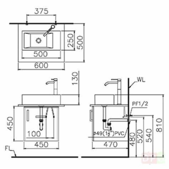 Chậu Rửa Lavabo Treo Tường CAESAR LF5239S