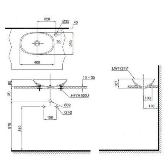 Chậu Rửa Mặt Lavabo TOTO LT4724 Đặt Bàn