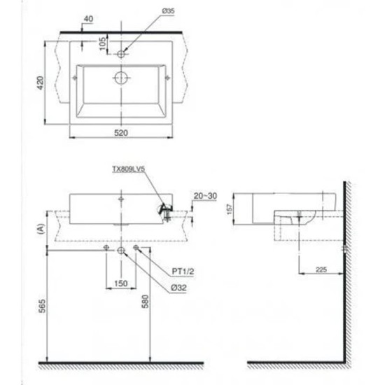 Chậu rửa mặt lavabo TOTO LT647CR bán âm bàn