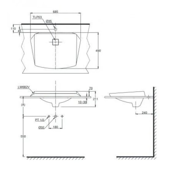 Chậu Rửa Mặt Lavabo TOTO LT682 Đặt Bàn