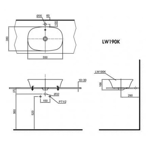 Chậu Rửa Mặt Lavabo TOTO LW190K Đặt Bàn