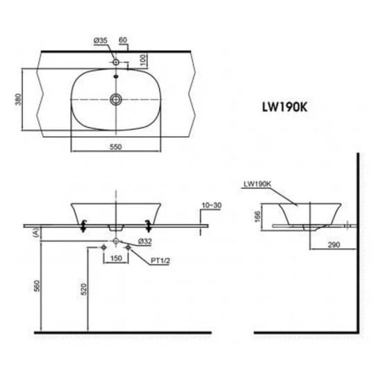 Chậu Rửa Mặt Lavabo TOTO LW190K Đặt Bàn