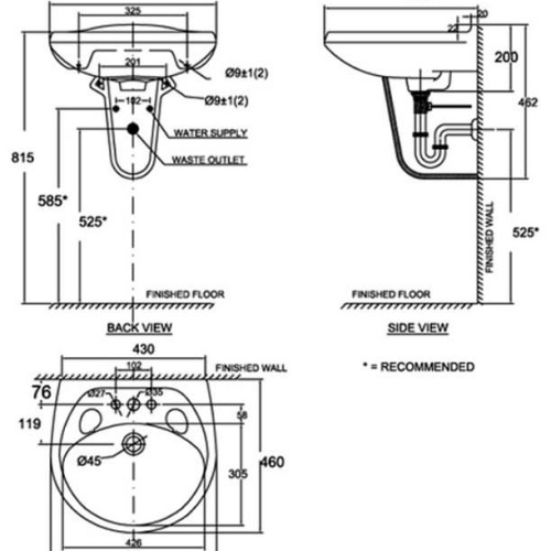 Chậu Rửa Treo Tường American Standard VF-0969/VF-0912