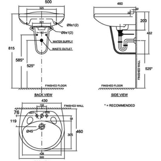 Chậu Rửa Treo Tường American Standard VF-0969/VF-0912