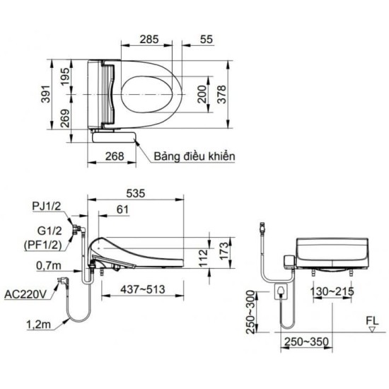 Nắp Bàn Cầu Điện Tử INAX CW-H18VN Shower Toilet