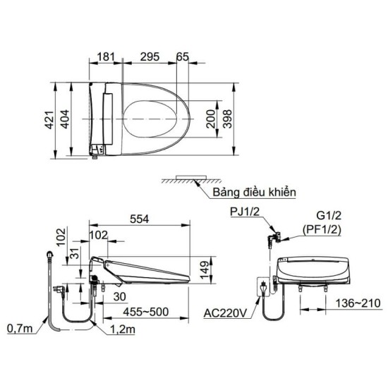 Nắp Điện Tử INAX CW-KA22AVN Bảng Điều Khiển Từ Xa