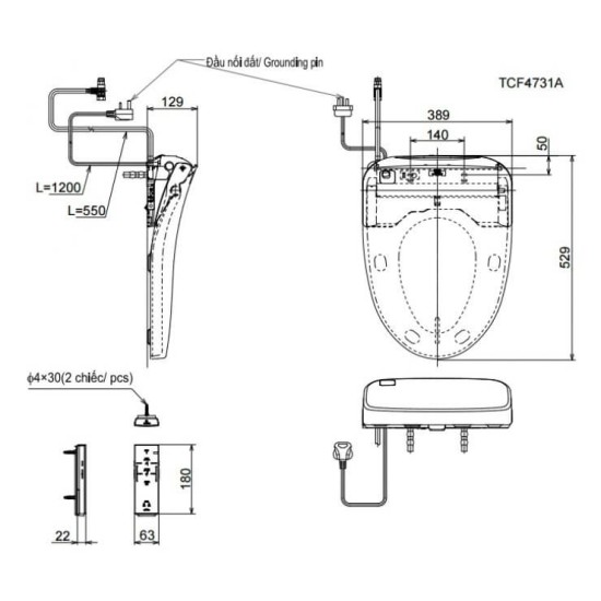 Nắp Rửa Điện Tử Washlet TOTO TCF4731A (W4)