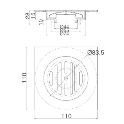Phễu Thoát Sàn Inax PBFV-110 Vuông 110x110