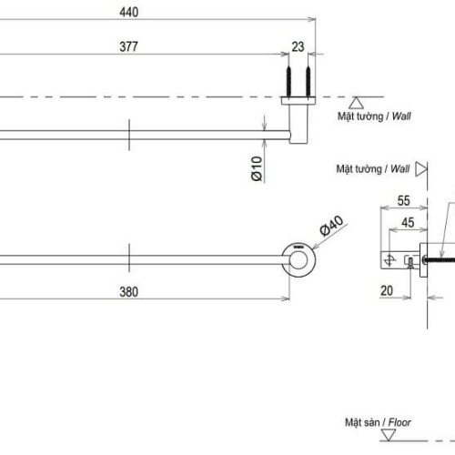 Thanh Vắt Khăn TOTO YT406S4RV Inox