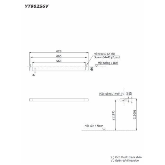 Thanh Vắt Khăn TOTO YT902S6V Inox