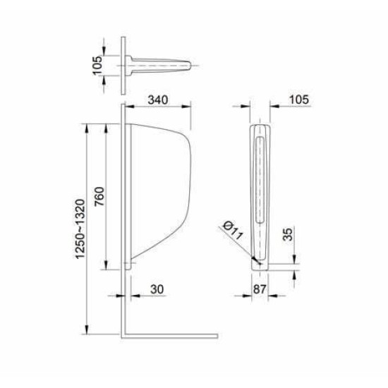 Vách ngăn bồn tiểu nam Inax P-1