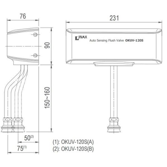 Van Xả Cảm Ứng Inax OKUV-120S(A/B) Dùng Pin